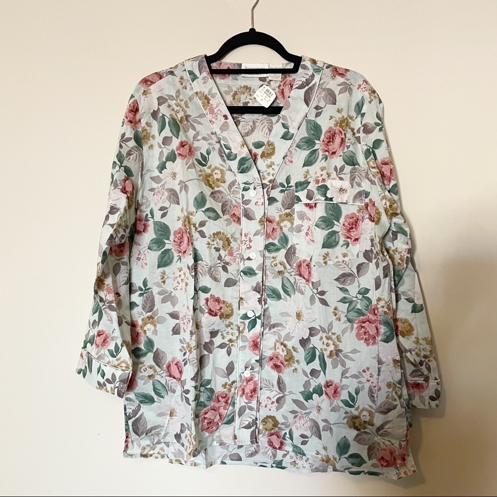 Victoria's Secret NWT Vintage Gold Label Floral Long Sleeve Pajama Shirt